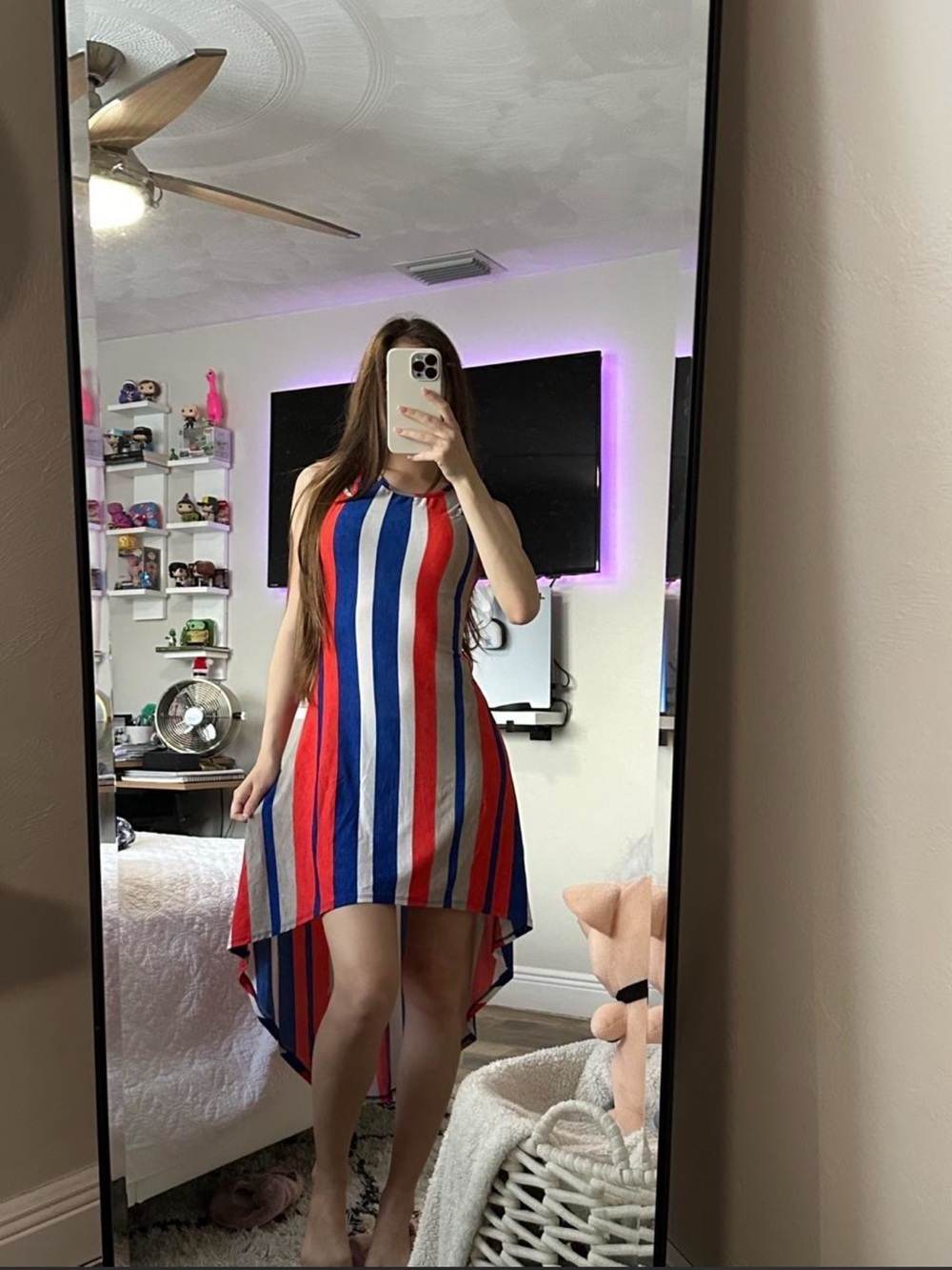 Ally B Red, Blue & White Striped High-Low Sundress
